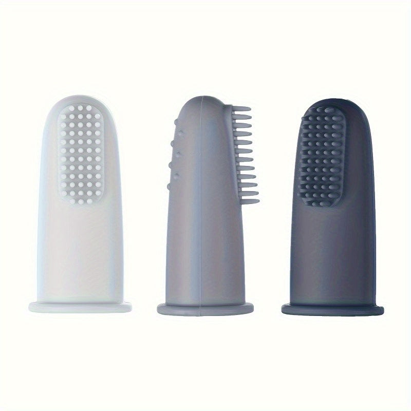 Soft Silicone Finger Toothbrush with Ergonomic Grip & Soft Bristles - Gentle Gum Care, Sensitive Teeth Safe, Pastel Colors (Pink, Green, Grey, ) - Individually Wrapped for Hygiene, Travel-Friendly Dental Care, Plaque Remover for Braces & Sensitive G