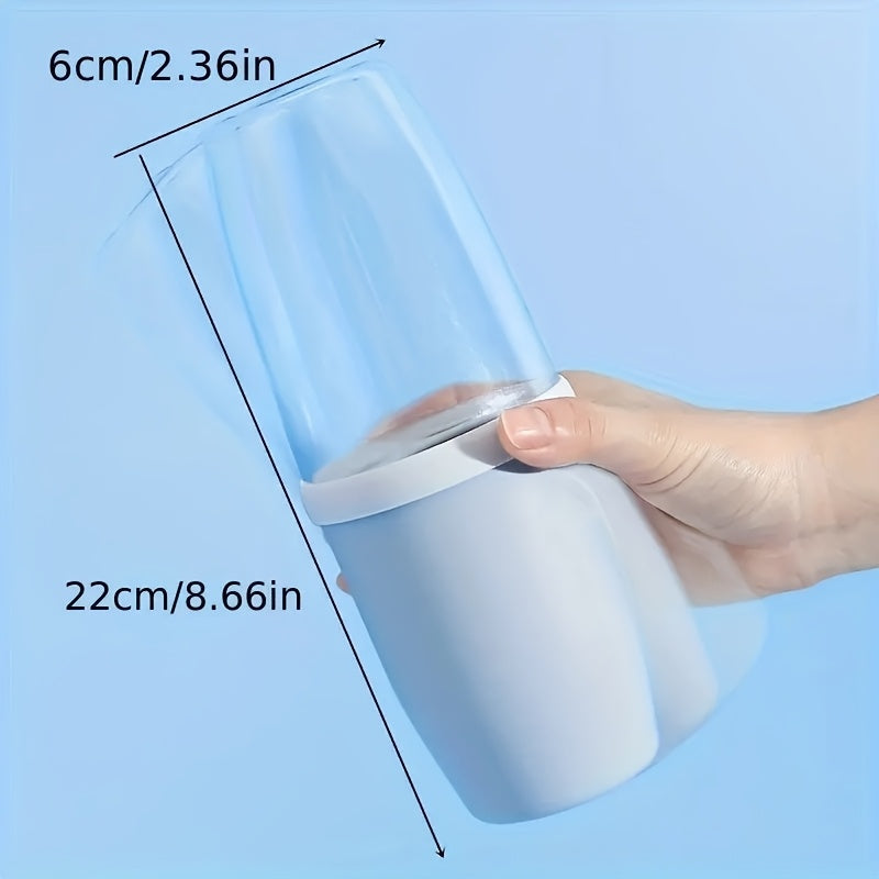 1pc Couple Creative Toothbrush And Mouthwash Cup Set with Cover - Portable Travel Toothbrush Holder, Durable Plastic Material