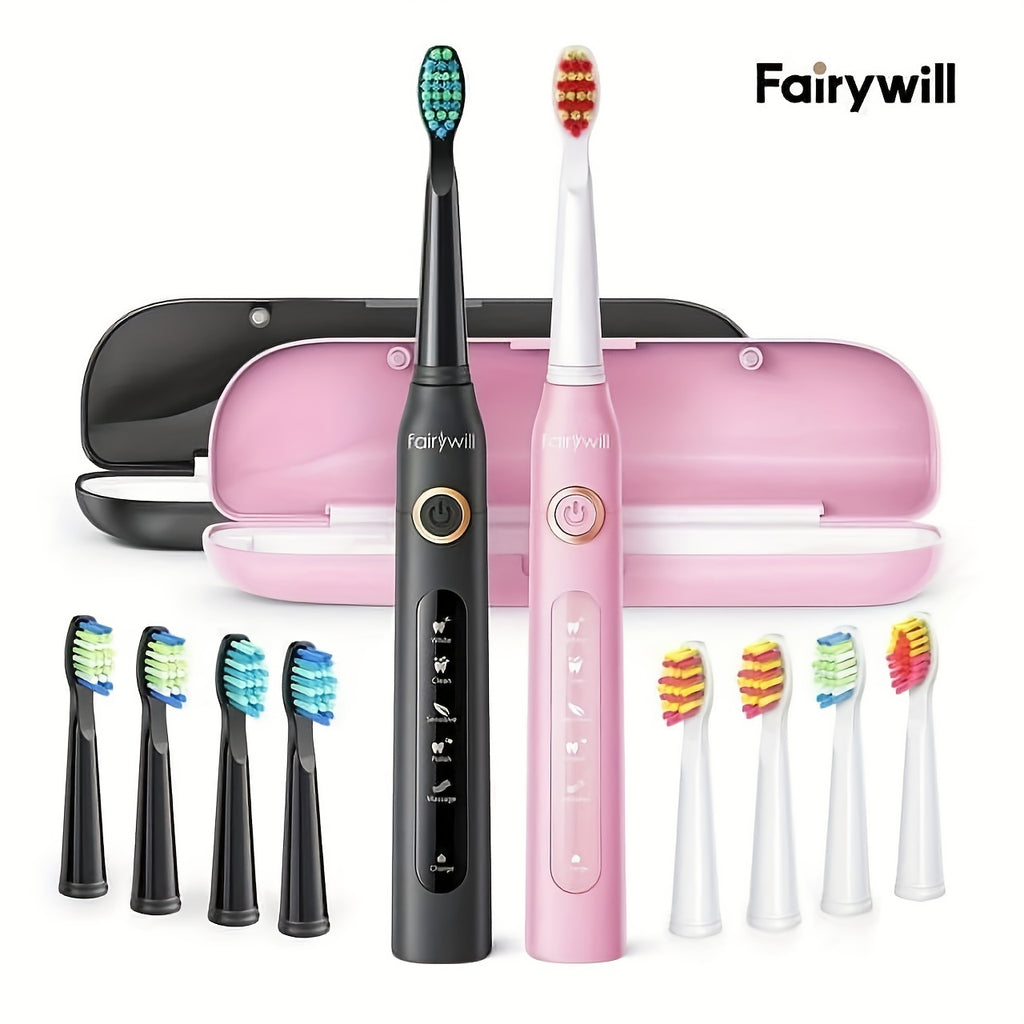 Fairywill Electric Toothbrush For Adults, USB Rechargeable With Brush Heads, 5 Cleaning Modes, Smart Timer, 3-Hour Fast Charge