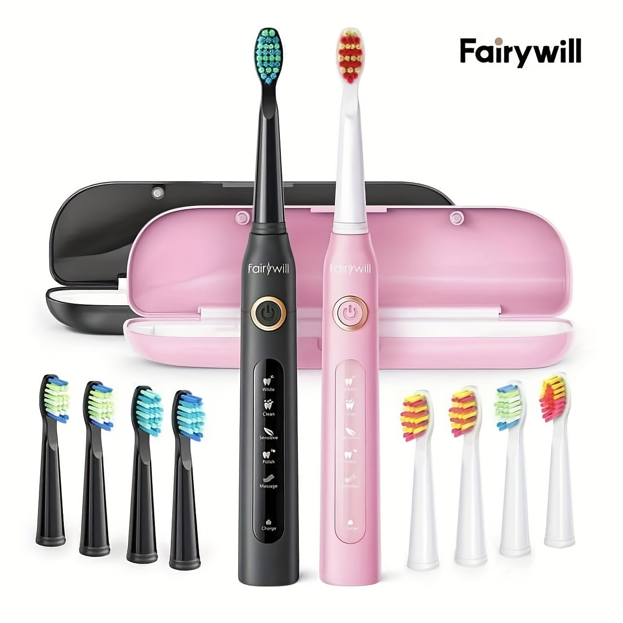 Fairywill Electric Toothbrush For Adults, USB Rechargeable With Brush Heads, 5 Cleaning Modes, Smart Timer, 3-Hour Fast Charge