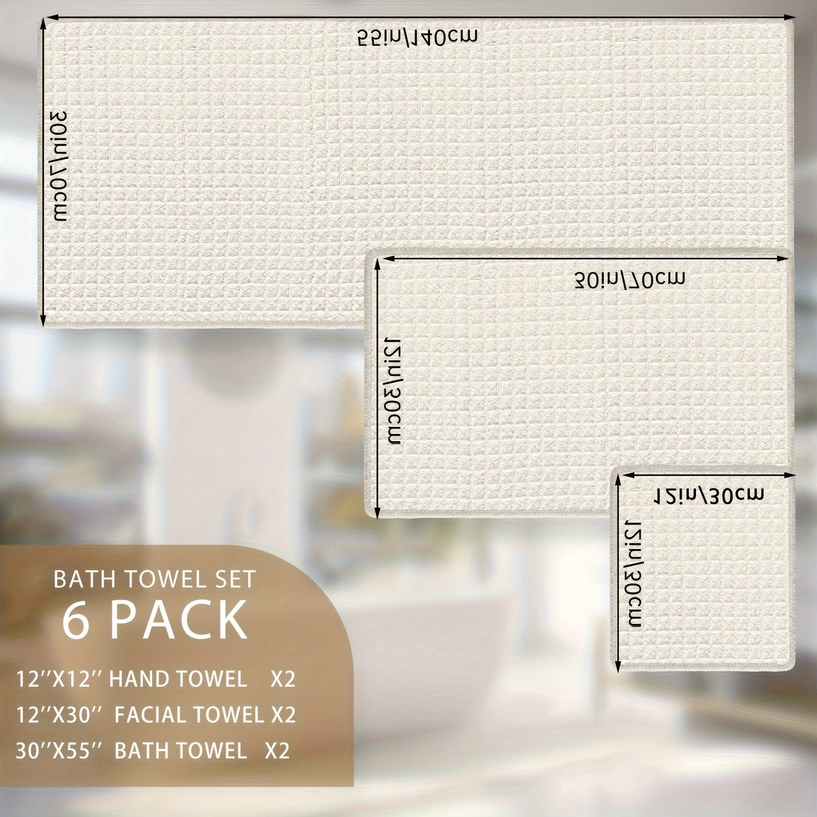 Bath Towels Microfiber Set Towel Set 6 Piece Oversize, 60 x 30 in., Quick Dry Lint Free