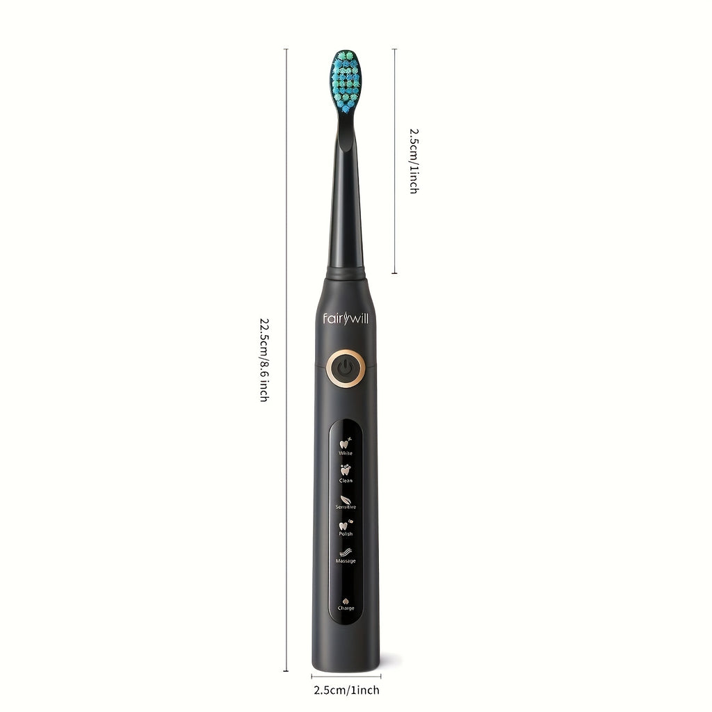 Fairywill Electric Toothbrush For Adults, USB Rechargeable With Brush Heads, 5 Cleaning Modes, Smart Timer, 3-Hour Fast Charge