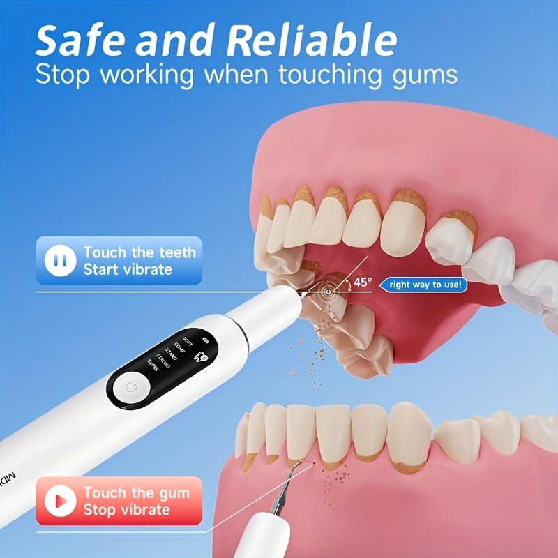 Teeth Cleaning Device with LED Light Featuring 5 Adjustable Settings, Tartar Removal Tool, And Electric Toothbrush Kit.