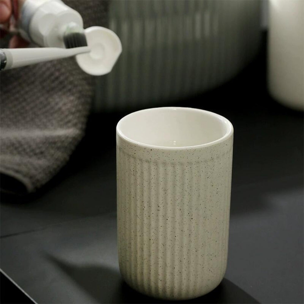 2pcs Ceramic Water Cups Set, Couple Mouthwash Cup Family Premium Toothbrush Holder Household Storage Rack Bathroom Accessorieses, Mouthwash Cups, Toothbrush Cups, Bathroom Drum Cups, Easy to Clean, Reusable, Bathroom Accessory Set