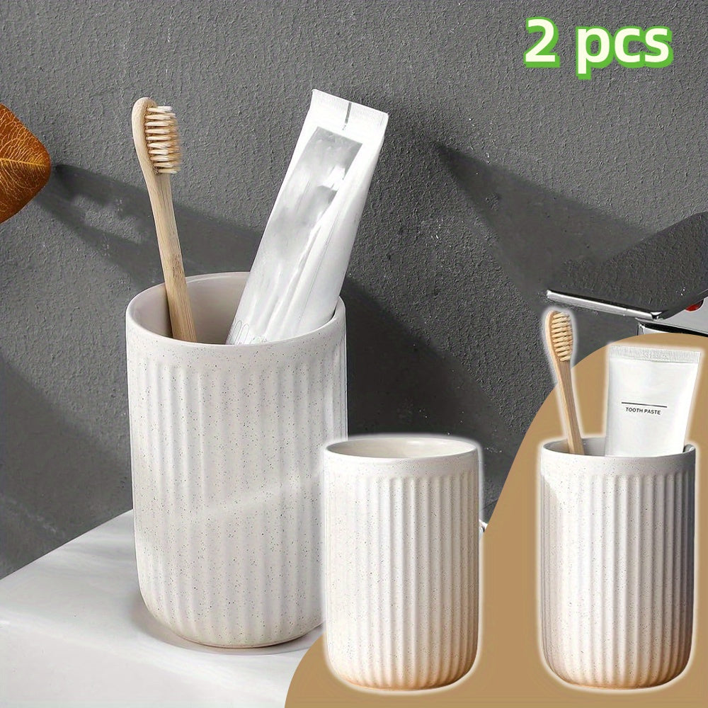 2pcs Ceramic White Bathroom Water Cup Bathroom Toothbrush Holder Light Luxury High Appearance Ceramic Toothbrush Toothpaste Cup Healthy Material Reusable Toothbrush Mouthwash Cup Household Couple Wash Cup for Coffee Cup Milk Cup Toothbrushing Cup