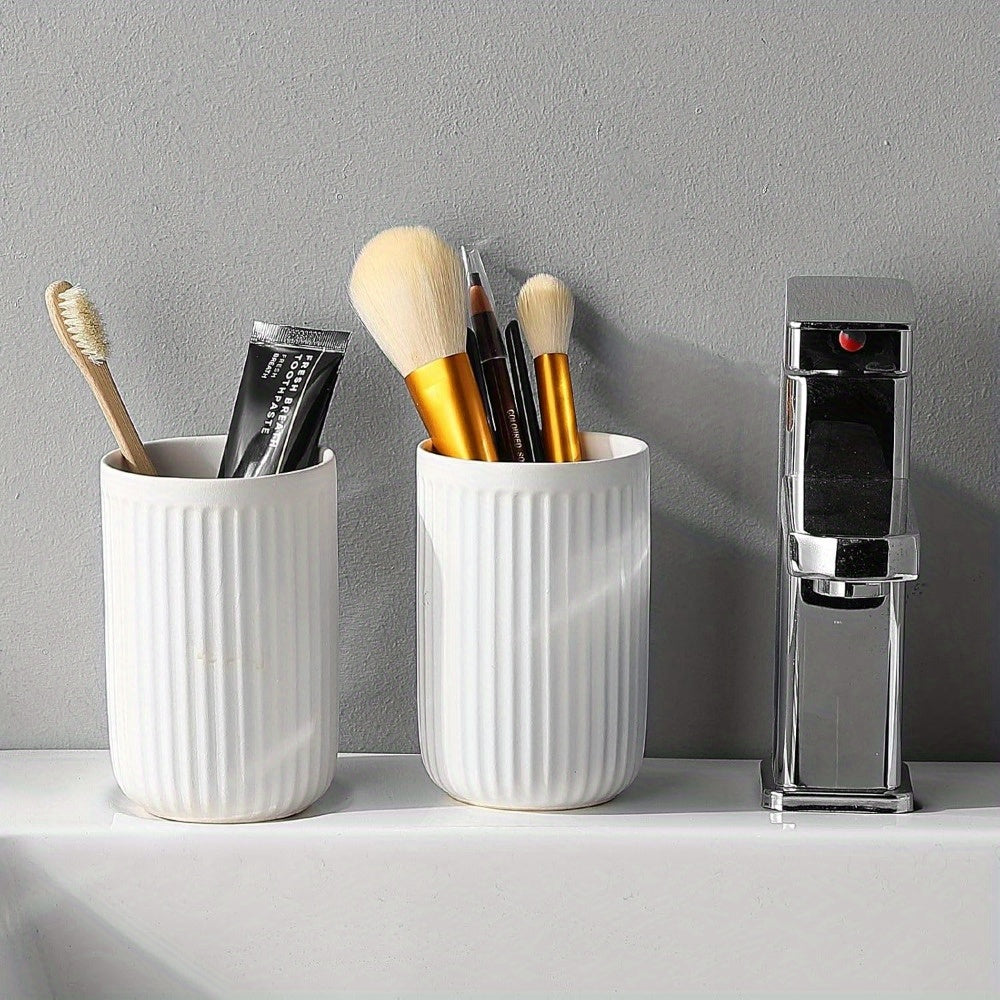 2pcs Ceramic White Bathroom Water Cup Bathroom Toothbrush Holder Light Luxury High Appearance Ceramic Toothbrush Toothpaste Cup Healthy Material Reusable Toothbrush Mouthwash Cup Household Couple Wash Cup for Coffee Cup Milk Cup Toothbrushing Cup