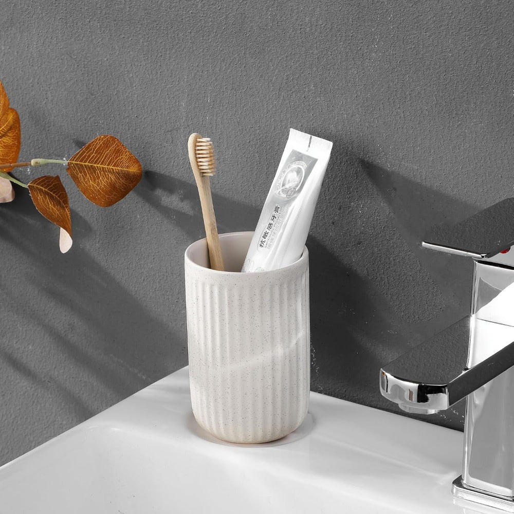 2pcs Ceramic White Bathroom Water Cup Bathroom Toothbrush Holder Light Luxury High Appearance Ceramic Toothbrush Toothpaste Cup Healthy Material Reusable Toothbrush Mouthwash Cup Household Couple Wash Cup for Coffee Cup Milk Cup Toothbrushing Cup