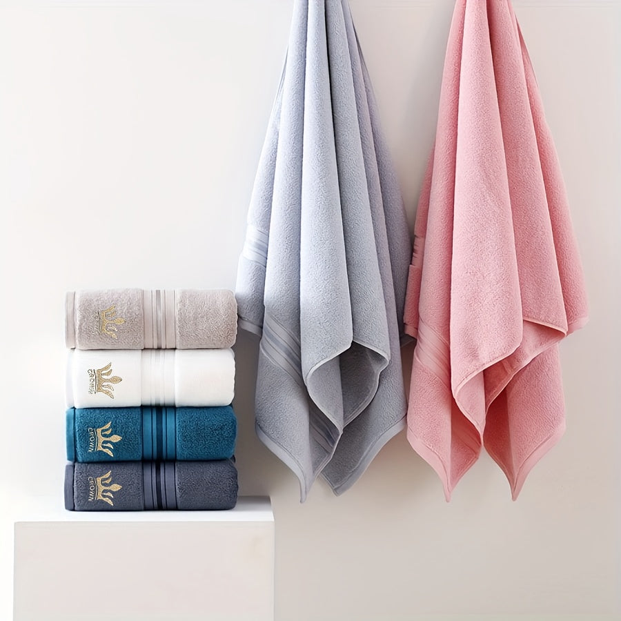 8pcs Luxury Hotel High-Quality Cotton Bath Towel Set, Including 2 Bath Towels, 2 Bath Towels, 4 Washcloth, Soft Skin-friendly Absorbent, Very Suitable For Bathrooms, Hotels, SPA-390GSM Cotton, Crown Embroidery, Wash Cloths