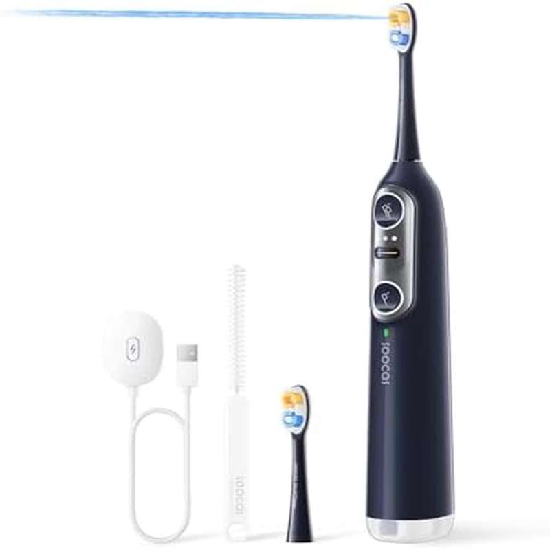 Soocas NEOS II All--One Electric Toothbrush & Water Flosser Combo - Cordless Portable Oral Irrigator with 30-Day, 100% Plaque Removal, Deep Clean\u002FQuick Floss Modes, for braces\u002Fimplants\u002F gums, Gum Care System (Travel