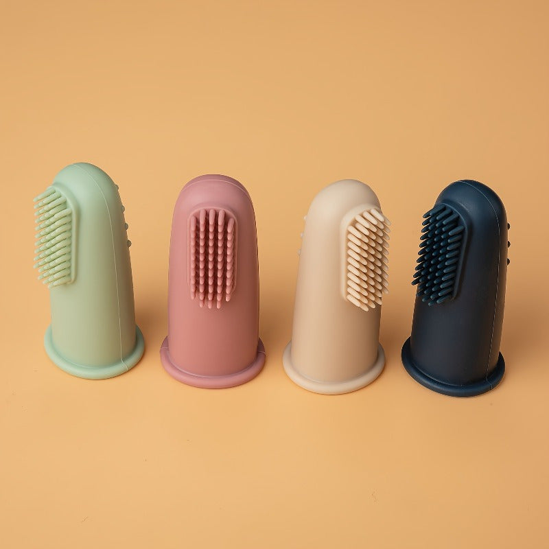 Soft Silicone Finger Toothbrush with Ergonomic Grip & Soft Bristles - Gentle Gum Care, Sensitive Teeth Safe, Pastel Colors (Pink, Green, Grey, ) - Individually Wrapped for Hygiene, Travel-Friendly Dental Care, Plaque Remover for Braces & Sensitive G