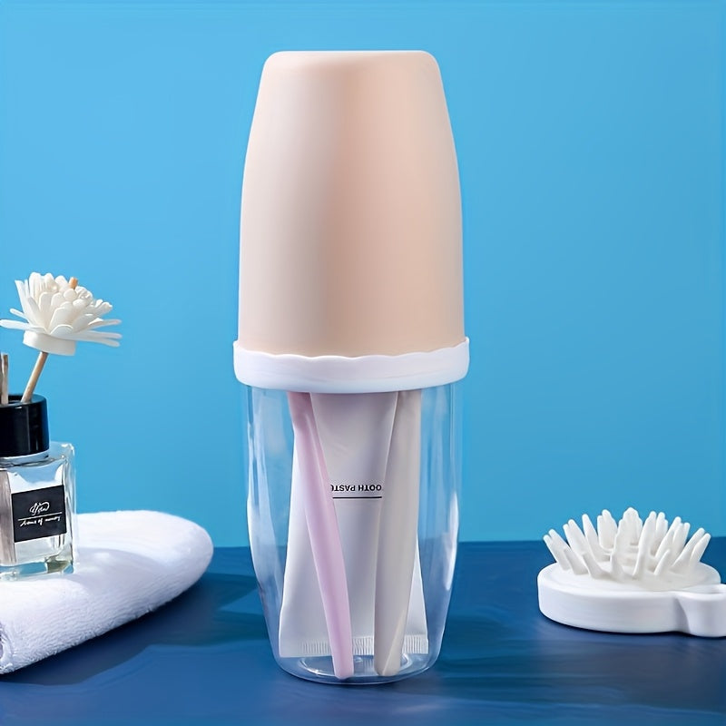 Fashionable Couple Mouthwash Cup Set with Leak Proof Cover - Portable Toothbrush Holder for Easy Organization, Suitable for Family and Travel Use for 1 Second