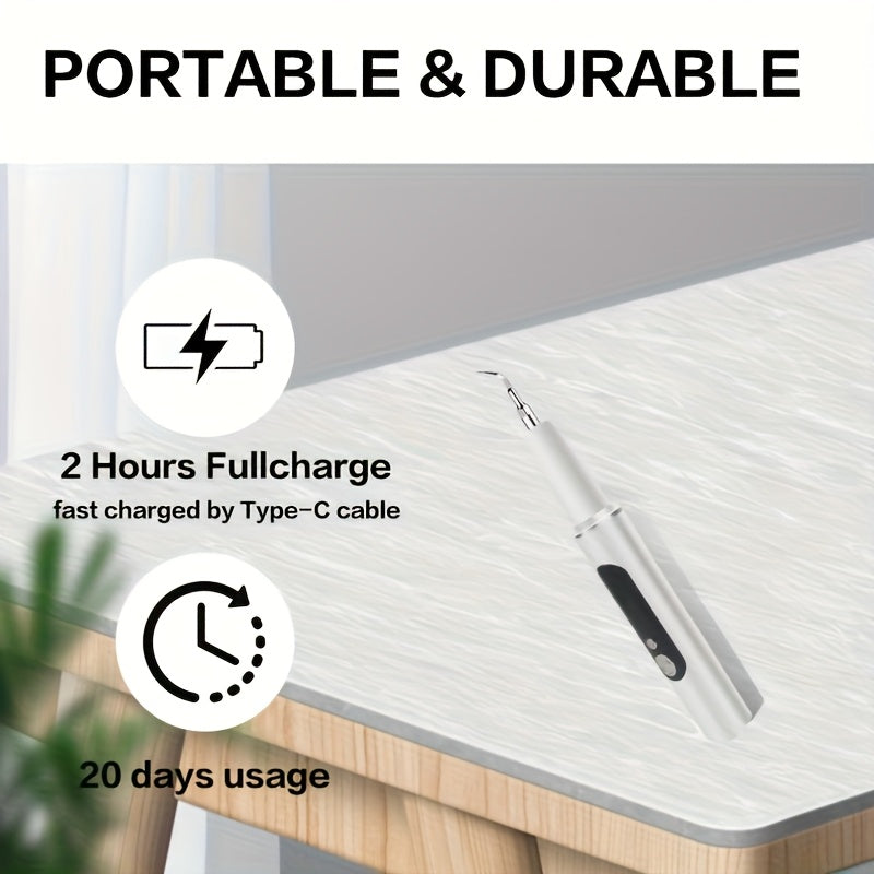 Teeth Cleaning Device with LED Light Featuring 5 Adjustable Settings, Tartar Removal Tool, And Electric Toothbrush Kit.