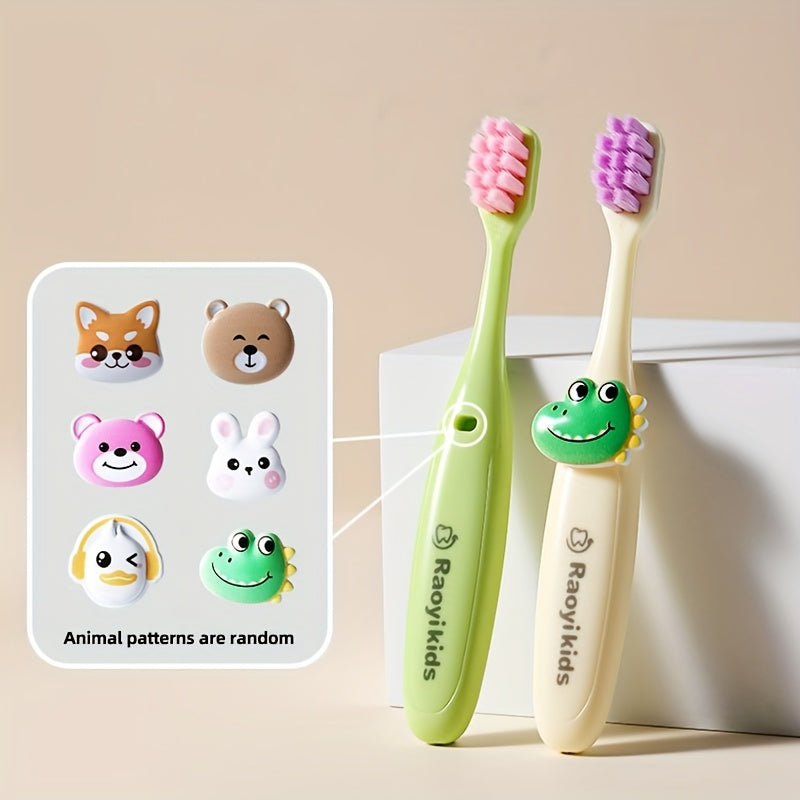 Fun Cartoon Toothbrush Soft Bristled Cartoon Toothbrush | Training Toothbrush with Colorful Animal Faces - Fun & Ideal for Oral Hygiene