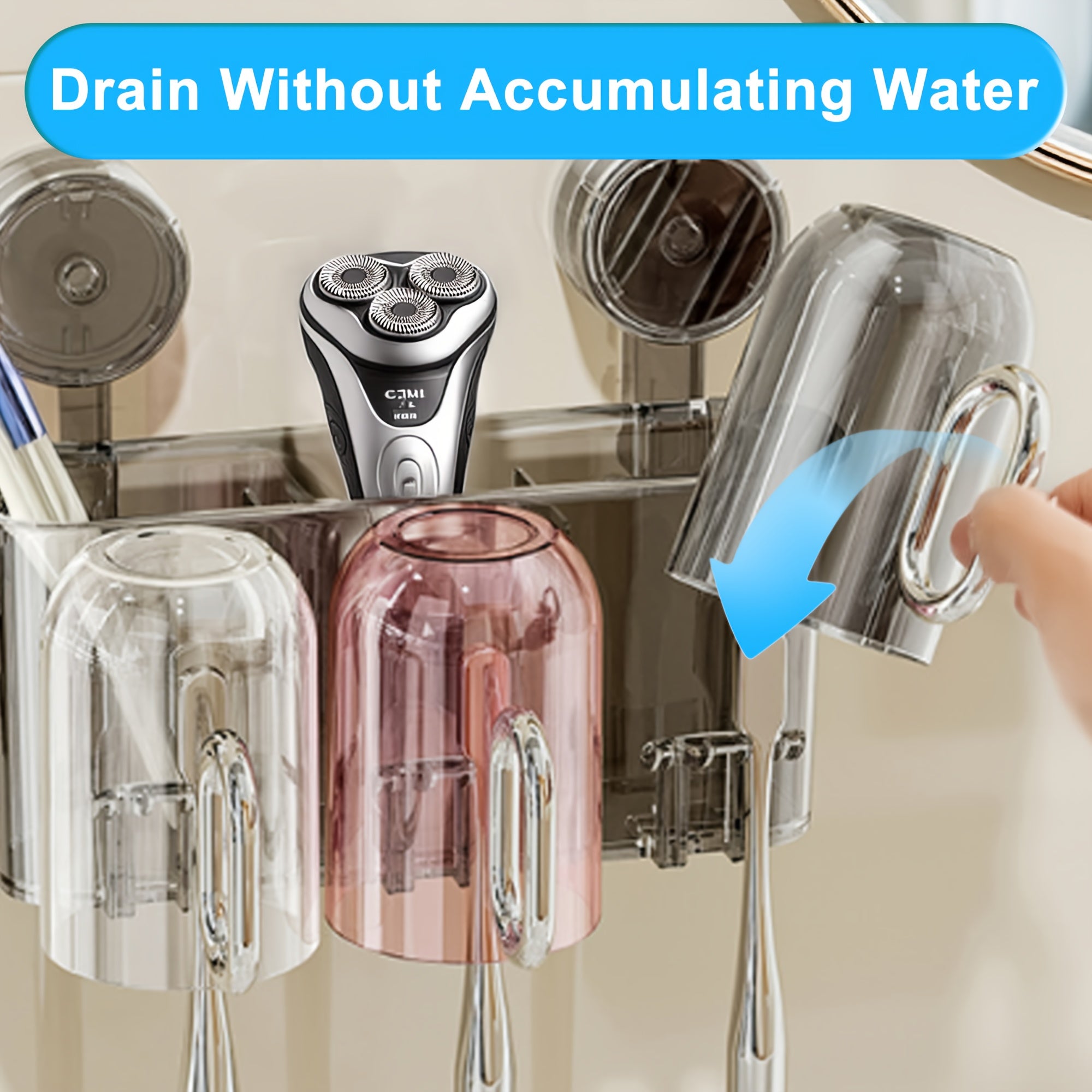 Wall-Mounted Toothpaste Dispenser with Toothbrush Holder & Mouthwash Cup - Space-Saving Bathroom Organizer, Durable Plastic Construction, Adhesive\u002FScrew-Mountable (No Screws Included) for Small Bathrooms, Apartments, Hotels