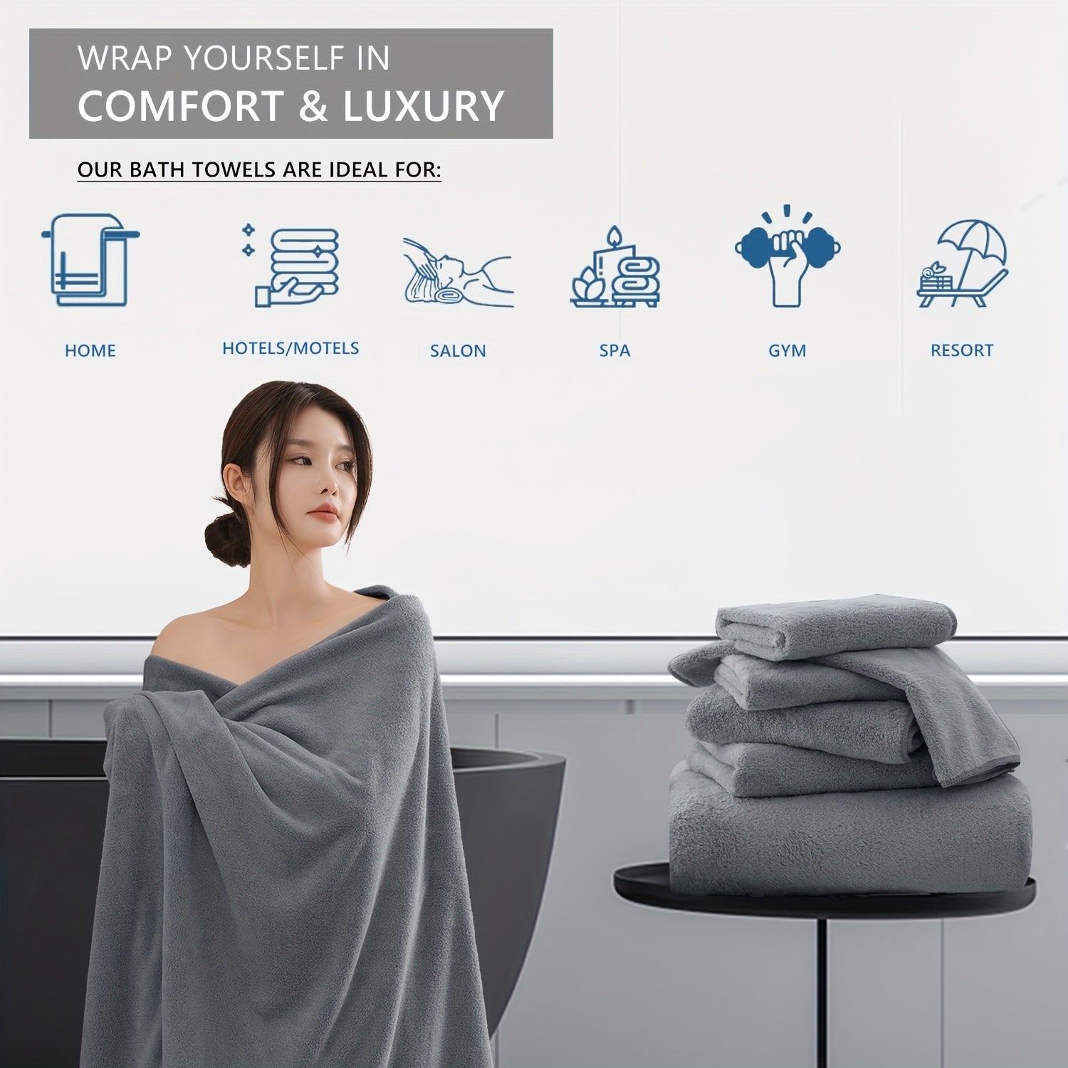 Set of Four Extra- Bath Towels Measuring 35\