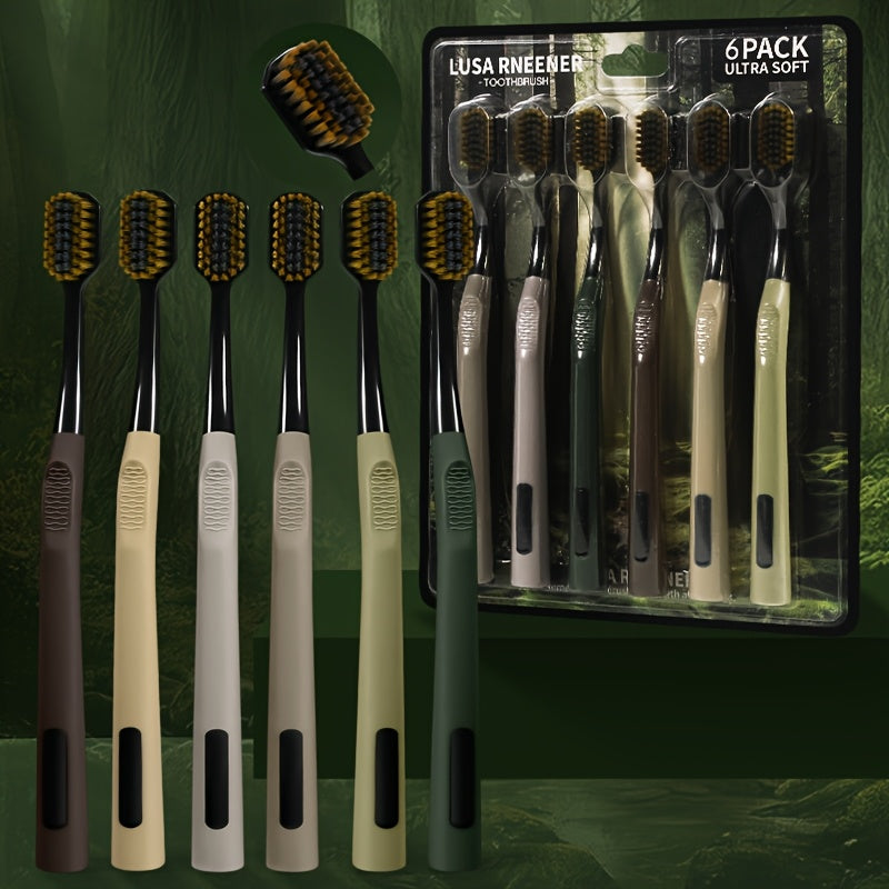 LUSA RNEENER 12-PCS 6-PCS New Forest Series Ultra Fine Soft Hair Anti Slip Handle Travel Essential Efficient Cleaning Household Adult Couple Soft Hair Toothbrush Versatile Trendy Hygiene Products