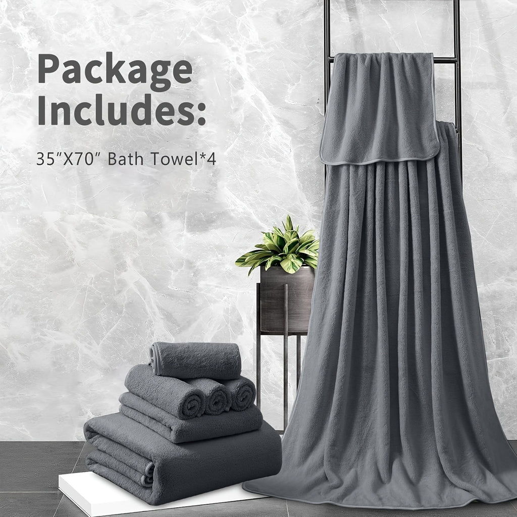 Set of Four Extra- Bath Towels Measuring 35\