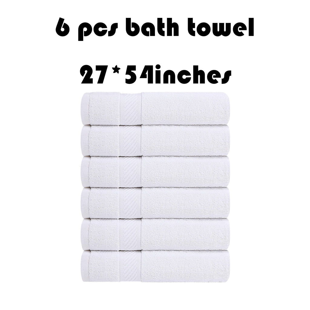 6 Pack Bath Towel Set (27 X 54 Inches) 500 GSM Cotton Fabric Medium Lightweight And Highly Absorbent Quick Drying Premium Towels For Hotel Spa And Bathroom (White) Christmas Gift For Famliy Local Warehouse, Wash Cloths