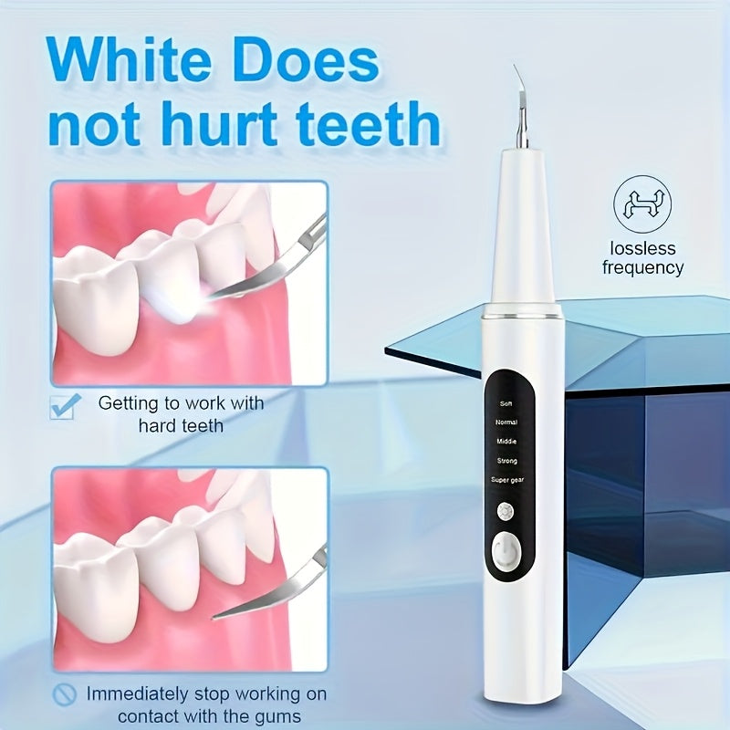 Teeth Cleaning Device with LED Light Featuring 5 Adjustable Settings, Tartar Removal Tool, And Electric Toothbrush Kit.