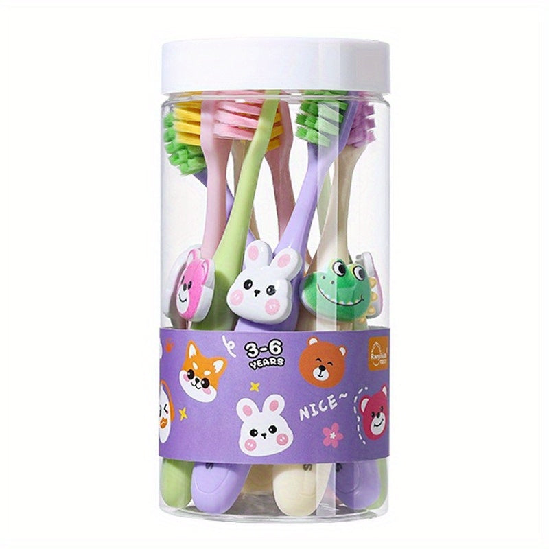 Fun Cartoon Toothbrush Soft Bristled Cartoon Toothbrush | Training Toothbrush with Colorful Animal Faces - Fun & Ideal for Oral Hygiene