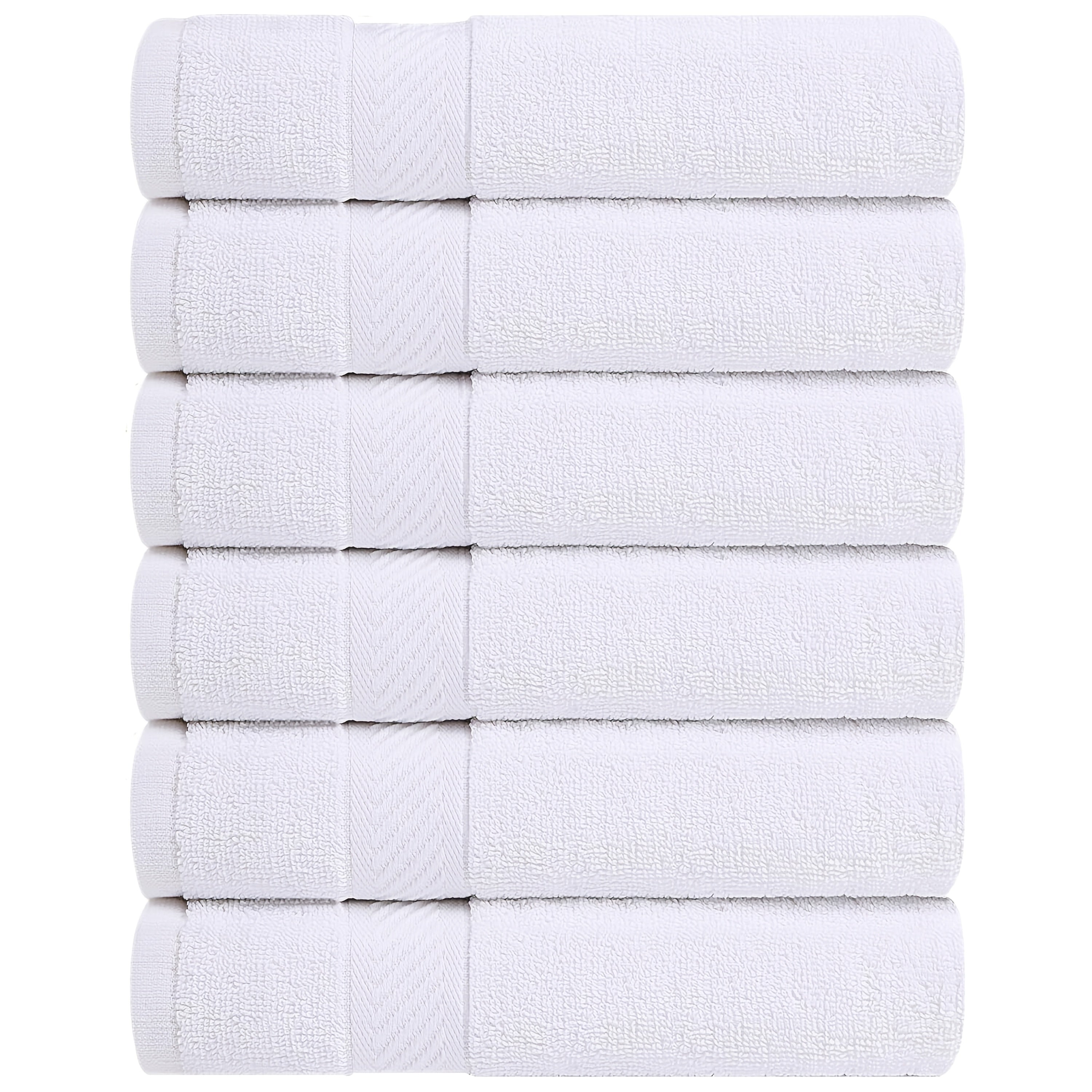 6 Pack Bath Towel Set (27 X 54 Inches) 500 GSM Cotton Fabric Medium Lightweight And Highly Absorbent Quick Drying Premium Towels For Hotel Spa And Bathroom (White) Christmas Gift For Famliy Local Warehouse, Wash Cloths