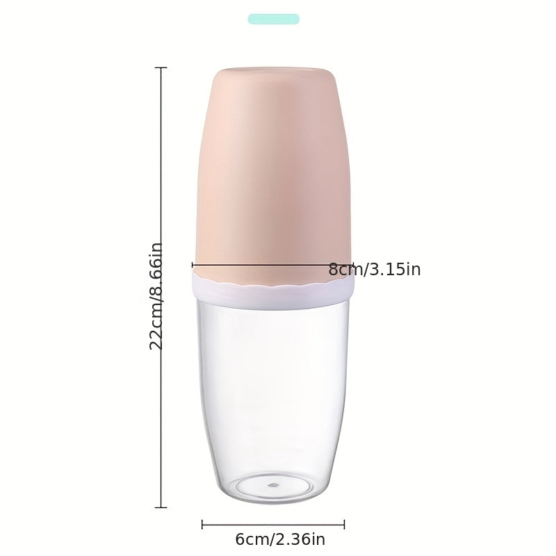 Couples' Creative Toothbrush & Mouthwash Cup Set with Lid - Portable Travel Toothbrush Holder, Durable Plastic, Toothbrush Holder Set