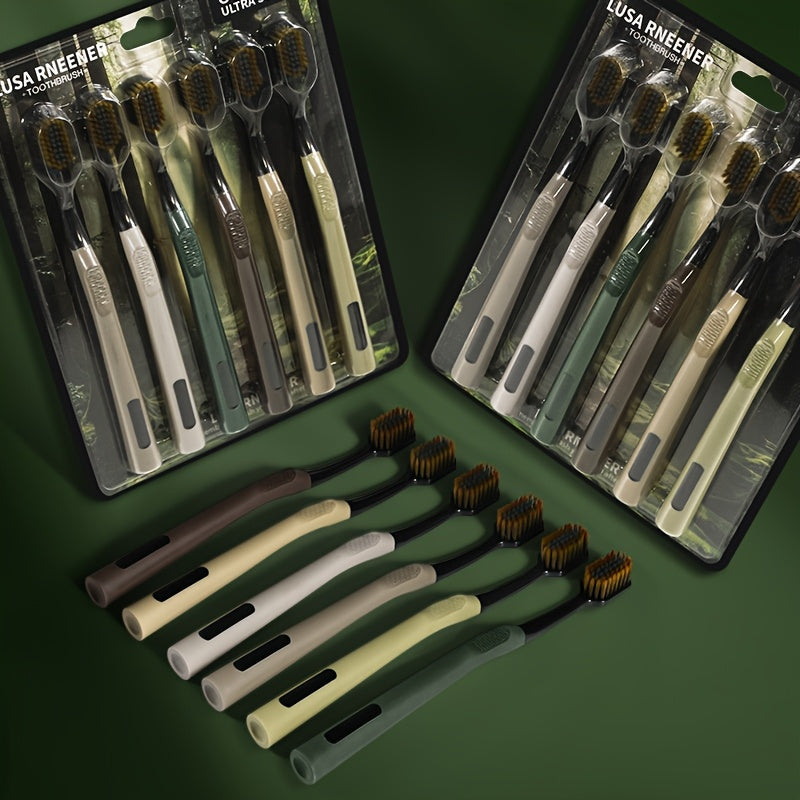 LUSA RNEENER 12-PCS 6-PCS New Forest Series Ultra Fine Soft Hair Anti Slip Handle Travel Essential Efficient Cleaning Household Adult Couple Soft Hair Toothbrush Versatile Trendy Hygiene Products