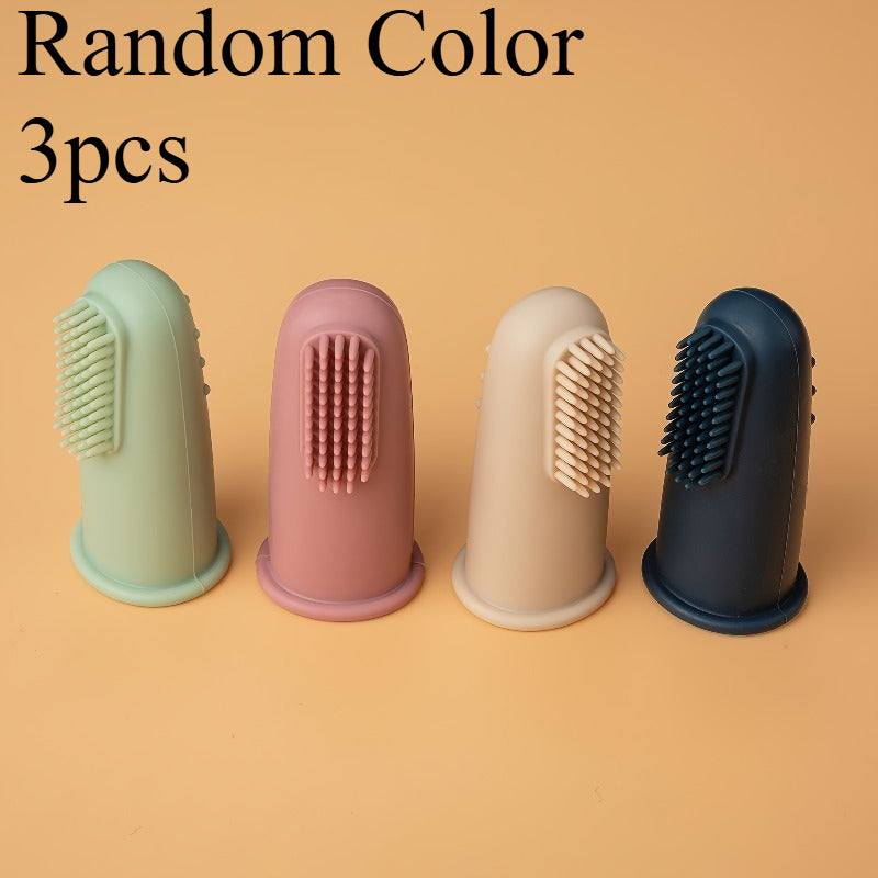 Soft Silicone Finger Toothbrush with Ergonomic Grip & Soft Bristles - Gentle Gum Care, Sensitive Teeth Safe, Pastel Colors (Pink, Green, Grey, ) - Individually Wrapped for Hygiene, Travel-Friendly Dental Care, Plaque Remover for Braces & Sensitive G