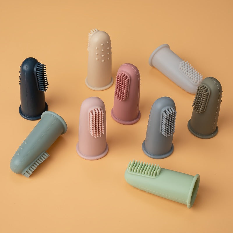 Soft Silicone Finger Toothbrush with Ergonomic Grip & Soft Bristles - Gentle Gum Care, Sensitive Teeth Safe, Pastel Colors (Pink, Green, Grey, ) - Individually Wrapped for Hygiene, Travel-Friendly Dental Care, Plaque Remover for Braces & Sensitive G