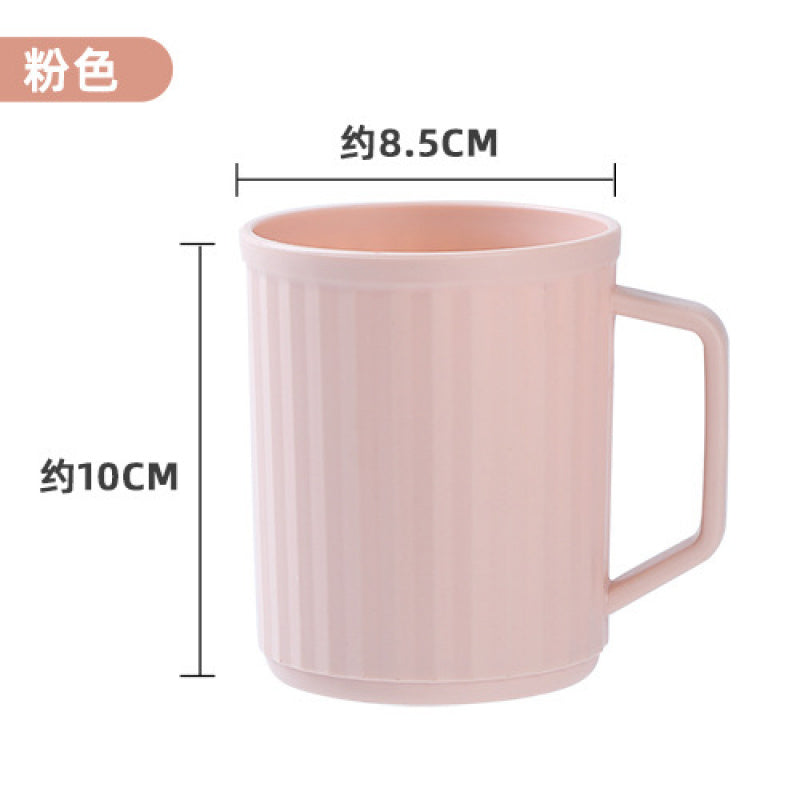 Large Capacity Thickened Plastic Toothbrush & Mouthwash Cup with Handle - Durable Modern Bathroom Sink Organizer, Hygienic Couples Toothbrush Holder, Spill-Resistant Design, Space-Saving for Home & Travel, & Pink Colors (Easy-Grip Ergonomic Handle