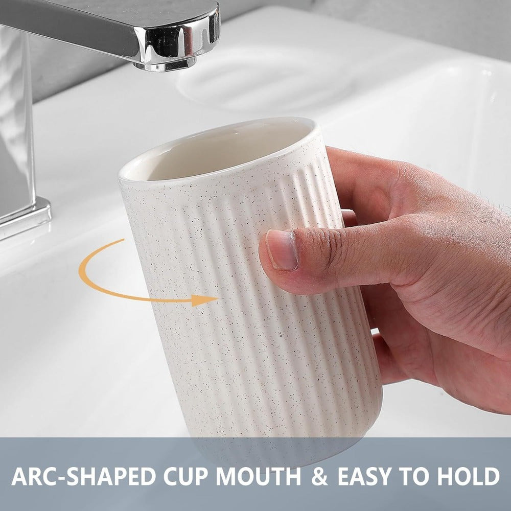 2pcs Ceramic Water Cups Set, Couple Mouthwash Cup Family Premium Toothbrush Holder Household Storage Rack Bathroom Accessorieses, Mouthwash Cups, Toothbrush Cups, Bathroom Drum Cups, Easy to Clean, Reusable, Bathroom Accessory Set