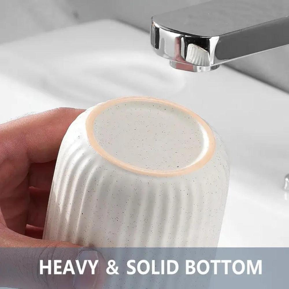 2pcs Ceramic Water Cups Set, Couple Mouthwash Cup Family Premium Toothbrush Holder Household Storage Rack Bathroom Accessorieses, Mouthwash Cups, Toothbrush Cups, Bathroom Drum Cups, Easy to Clean, Reusable, Bathroom Accessory Set