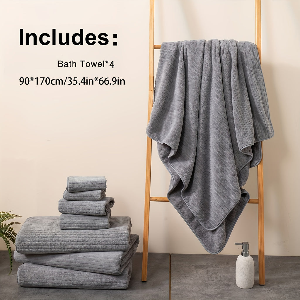 4pcs Super Soft Microfiber Bath Towels - Extra Large 34.6x67in, Super Absorbency and Softness, Suitable for Shower, Hotel, Sauna - Multiple Colors Available