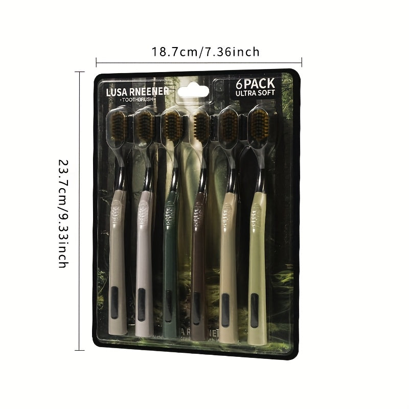 LUSA RNEENER 12-PCS 6-PCS New Forest Series Ultra Fine Soft Hair Anti Slip Handle Travel Essential Efficient Cleaning Household Adult Couple Soft Hair Toothbrush Versatile Trendy Hygiene Products