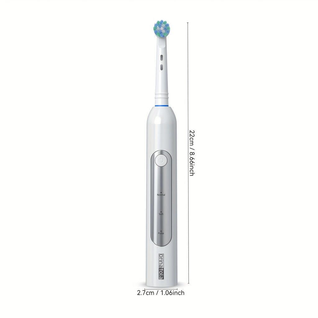 Orinatola Electric Toothbrush with Rotating Function, Featuring 8 Interchangeable Brush Heads, a Wireless Charging Base, 3 Cleaning Settings, IPX7 Rating, Ideal for Dental Hygiene, Making It a Perfect Present for Family, Friends, And Parents