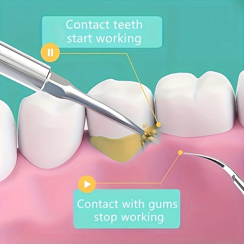 Teeth Cleaning Device with LED Light Featuring 5 Adjustable Settings, Tartar Removal Tool, And Electric Toothbrush Kit.