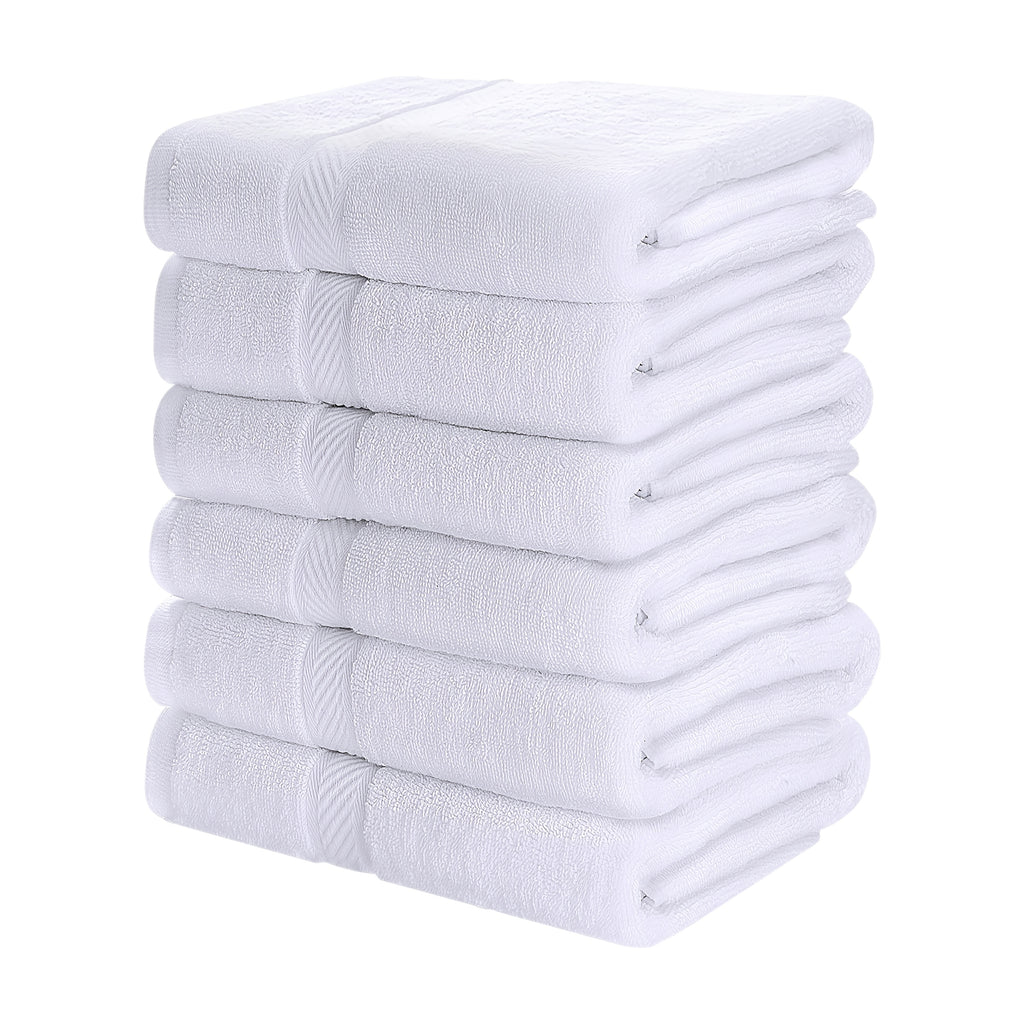6 Pack Bath Towel Set (27 X 54 Inches) 500 GSM Cotton Fabric Medium Lightweight And Highly Absorbent Quick Drying Premium Towels For Hotel Spa And Bathroom (White) Christmas Gift For Famliy Local Warehouse, Wash Cloths