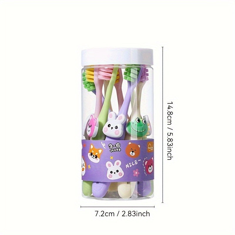 Fun Cartoon Toothbrush Soft Bristled Cartoon Toothbrush | Training Toothbrush with Colorful Animal Faces - Fun & Ideal for Oral Hygiene