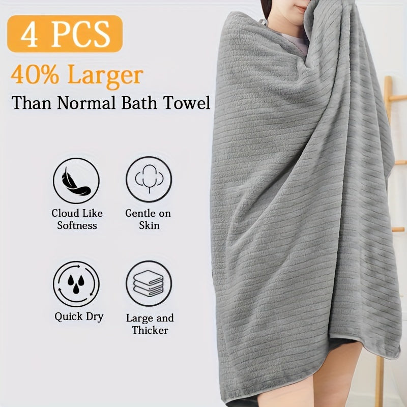 4pcs Super Soft Microfiber Bath Towels - Extra Large 34.6x67in, Super Absorbency and Softness, Suitable for Shower, Hotel, Sauna - Multiple Colors Available
