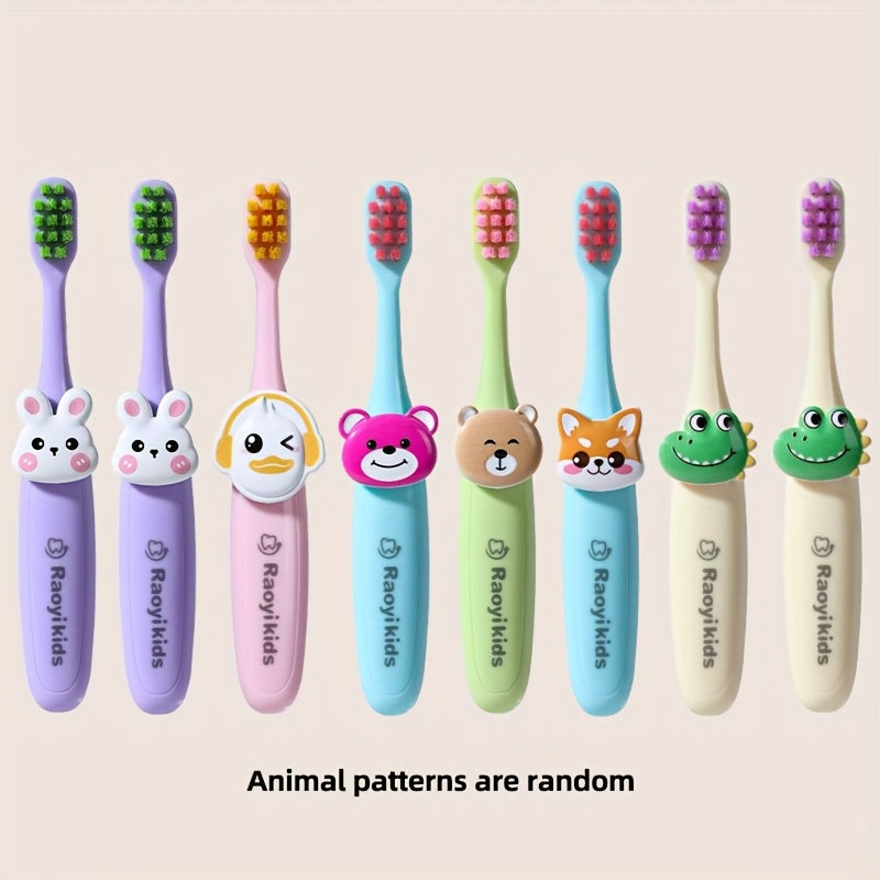 Fun Cartoon Toothbrush Soft Bristled Cartoon Toothbrush | Training Toothbrush with Colorful Animal Faces - Fun & Ideal for Oral Hygiene