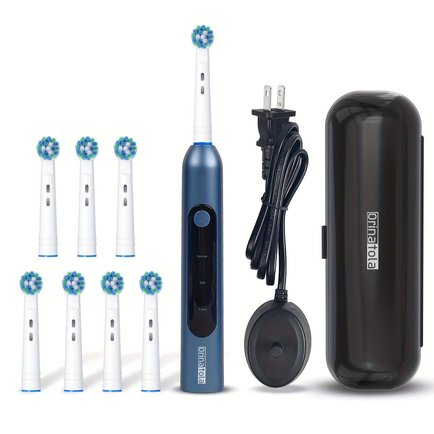 Orinatola Rotating Electric Toothbrush, with 8 Replaceable Brush Heads, 3 Cleaning Modes, Wireless Induction Charging, IPX7 Water Resistance, A Great Gift for Your Family