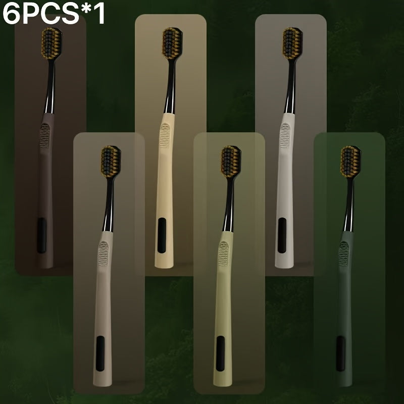 LUSA RNEENER 12-PCS 6-PCS New Forest Series Ultra Fine Soft Hair Anti Slip Handle Travel Essential Efficient Cleaning Household Adult Couple Soft Hair Toothbrush Versatile Trendy Hygiene Products