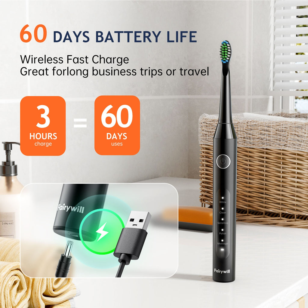 Fairywill Portable Oral Irrigator+Electric Toothbrush USB Rechargeable Water Flosser Irrigator Teeth Cleaner 3 Modes Ideal Gift for Friends And Family