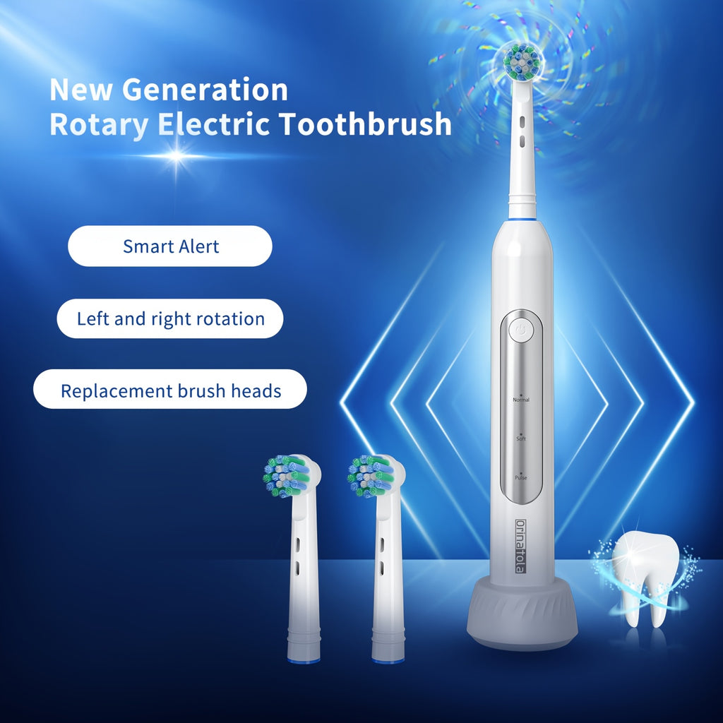Orinatola Rotating Electric Toothbrush, with 8 Replaceable Brush Heads, 3 Cleaning Modes, Wireless Induction Charging, IPX7 Water Resistance, A Great Gift for Your Family